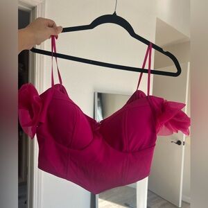 Vibrant Pink Strappy Crop Top